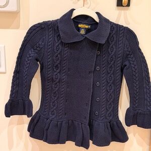Rugby Ralph Lauren Navy Peplum Sweater (Sz XS)
